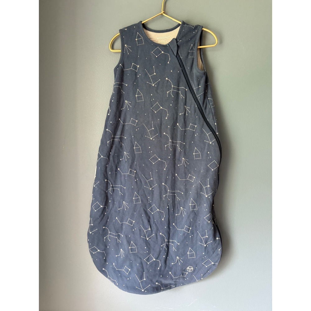 Woolino 4 Season Baby Sleep Bag Merino Wool Constellation Navy 6-18 Months